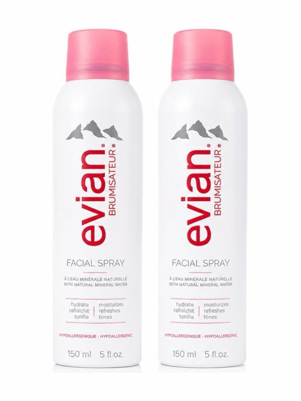 Evian Facial Spray Natural Mineral Water 150ml 5 fl oz Set of 2